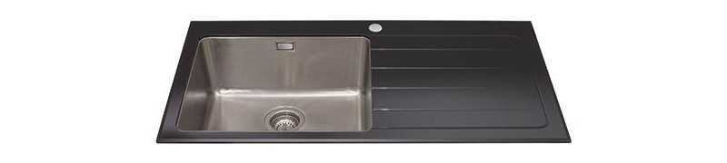 cda kvl01bl glass single bowl sink with right hand drainer