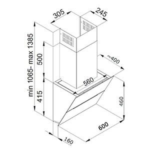 Cda ENT60MB 60cm Angled Chimney Hood