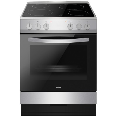 amica afc601ss 60cm freestanding cooker with ceramic hob in stainless steel