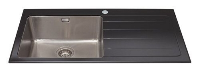 cda kvl01bl glass single bowl sink with right hand drainer